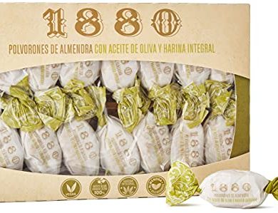 1880 - Polvorones de Almendra com Aceite de Oliva, Calidad Suprema Típico Dulce Navideño Receta Artesanal, Envase Individual Polvorones Tradicionales, 310 Gramoss