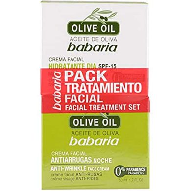 Babaria – Pack Tratamiento Facial Oliva Hidratante Y Reductora De Arrugas – 50 Ml, Verde