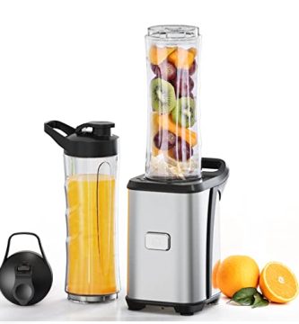 Batidora de Vaso Individual 350W, Licuadora Portátil con 2 Botellas de 600 ml, sin BPA, 4 Cuchillas de Acero Inoxidable, 25,000 r/min, Smoothie Maker Portatile para Smoothies, Frutas y Verduras