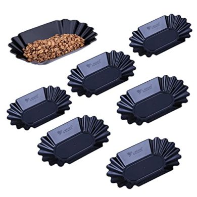 Bddalpke 6 bandejas de muestra de plástico duraderas para granos de café, color negro ovalado reutilizable para cualquier ocasión, microondas, barbacoa, viajes y eventos
