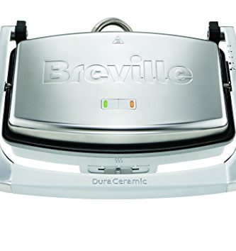 Breville DuraCeramic Sandwichera de tamaño mediano con revestimiento | Planchas lisas | Acero Inoxidable, Gris [VST071X]