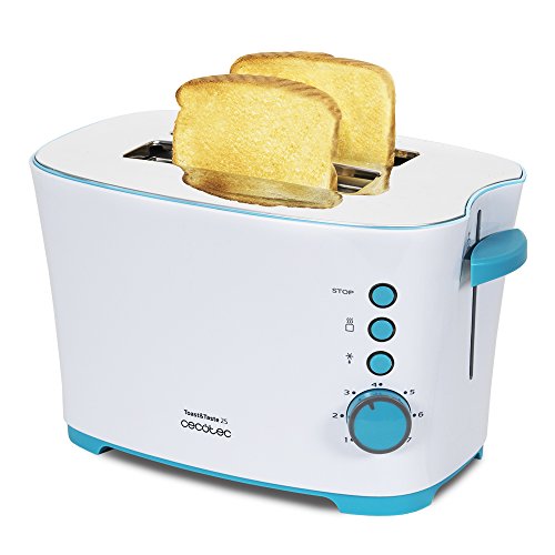 Cecotec Tostadora Vertical Toast&Taste 2S. 650 W, 7 Niveles de Potencia, Capacidad para 2 Tostadas, 3 Funciones (Tostar, Recalentar, Descongelar), Incluye Pinzas, Bandeja Recogemigas