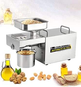 CGOLDENWAL Prensa de Aceite Electrónica 1500W Acero Inoxidable Máquina de Prensa de Aceite丨Prensa Fría & Caliente丨Sistema de Temperatura Constante丨Coco Maní Lino Certificado CE 220V