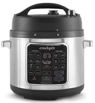 Crock-Pot Crockpot Turbo Express Multicooker a presión, Funciones 14 en 1, Olla lenta, vaporera, olla a presión y más, 5.6L (6+ personas), CSC062