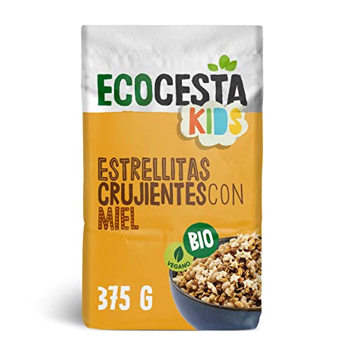 Ecocesta - Estrellitas Crujientes Ecológicas con Miel - 375 g - Sin Aceite de Palma - Elaborado con Copos de Avena Integral - Ideal como Desayuno o Tentempié
