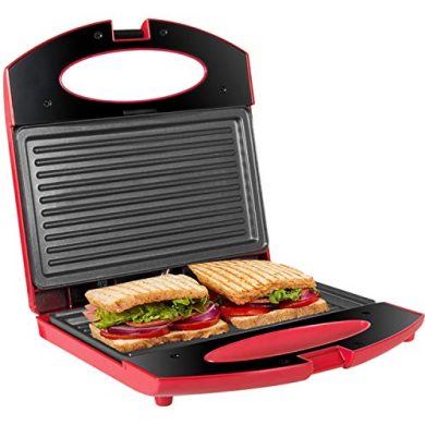 Gotoll Sandwichera Grill,Parrilla Eléctrica,Placas de Grill Electricas Antiadherentes 750W con Capacidad para 2 Sándwiches Tostadoras (Rojo, 2 Sándwiches)