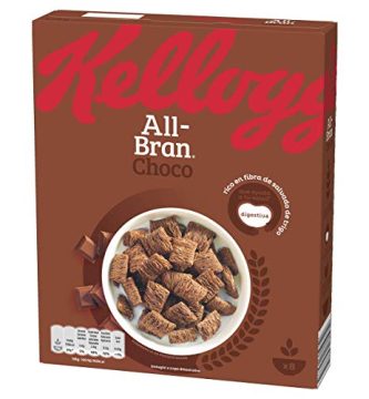 Kellogg's All-Bran Choco - Almohadillas de Cereales de Trigo integral, rico en fibra de salvado de trigo con sabor chocolate - Paquete 375 g