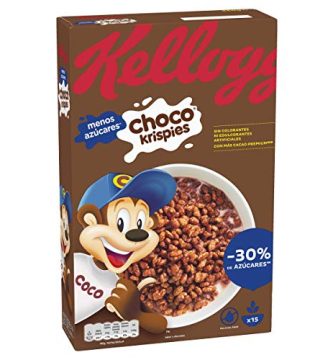 Kellogg's Choco Krispies - Cereales de arroz inflado con cacao, rico en vitaminas y hierro - Paquete 450 g