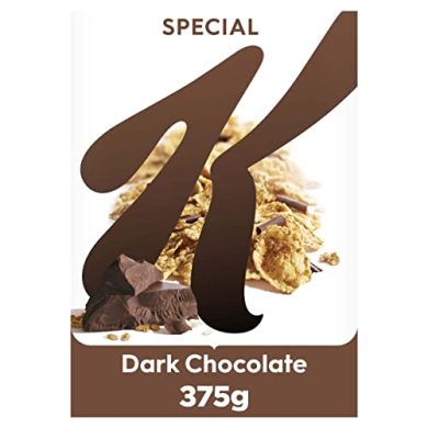 Kellogg's Special K Chocolate Negro - Cereales de arroz, trigo integral y cebada mezclados con virutas de chocolate negro - Paquete 375 g