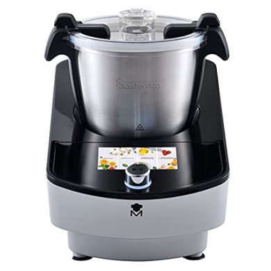 Masterpro Robot de Cocina Táctil- MultiCooker Touch 3,L, Multifunción, 9 Programas Automáticos, Pantalla Táctil, 12 Velocidades, Apta para Lavavajillas, Fácil Limpieza 1000W, Negro