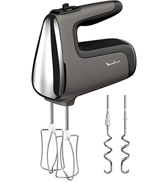 Moulinex Batidora Powermix Silence HM650 - Batidora mano amasadora y varillas para amasar y batir de 600 W, velocidades regulables con función turbo, elabora pan, pizza o repostería, motor silencioso