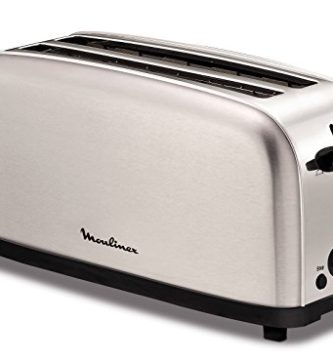 Moulinex Classic LS330D Tostador Acero Inoxidable, 2 Ranuras largas y anchas, 1400 W, 6 Posiciones Tostado, Función Stop y Bandeja Recogemigas, para Todo Tipo de Pan normal, de molde, artesano