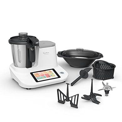 Moulinex Click&Cook HF5061 - Robot de cocina multifunción 3.6 l (Recetario, 10 programas automáticos, temperatura de 30 a 120 ºC, 12 velocidades, 1400 W, 32 funciones, báscula) Negro