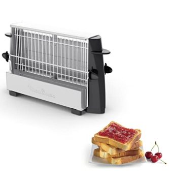Moulinex Multipan A15453 - Tostador clásico de 760 W para todo tipo de pan, hasta 4 rebanadas, empuñadoras laterales frías, pequeño, fácil de transportar y de usar, Color Negro