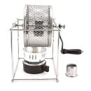Máquina tostadora de café manual, máquina de rodillo para asar granos de café de acero inoxidable para tostar cacahuetes, anacardos, castañas