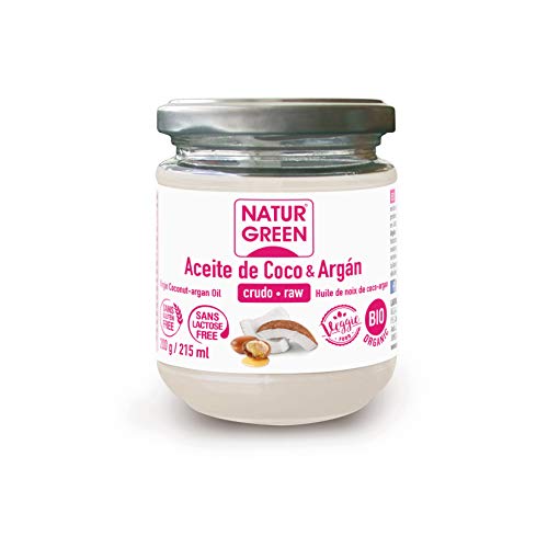 NaturGreen - Aceite de Coco y Argán Bio Ecológico, Para Consumirse Crudo o Elaborar Platos y Recetas, Para Repostería - 215 ML