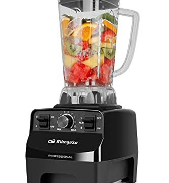 Orbegozo BV 9650 - Batidora de vaso profesional, motor AC de cobre de alto rendimiento, vaso 2L de tritán libre de BPA, 30.000 RPM, 1500 W, regulador electrónico de potencia, cuchilla INOX de 8 puntas
