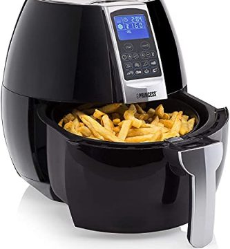 Princess 182020 Freidora sin aceite con panel de control digital táctil, Fácil de usar y de limpiar, 8 programas, 1500 W, Tiempo y temperatura regulable, capacidad de 3.2 litros, 30 Recetas PDF, Negro