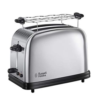 Russell Hobbs Tostadora Victory - 2 Ranuras Cortas y Anchas, Tostador para 2 Rebanadas, Bandeja Recogemigas, Calientapanecillos, Función Cancelar y Descongelar, Acero Inoxidable, Plata - 23310-56