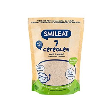 Smileat - Papilla Ecológica 7 Cereales, Ingredientes Naturales - A Partir de los 6 Meses - 200g