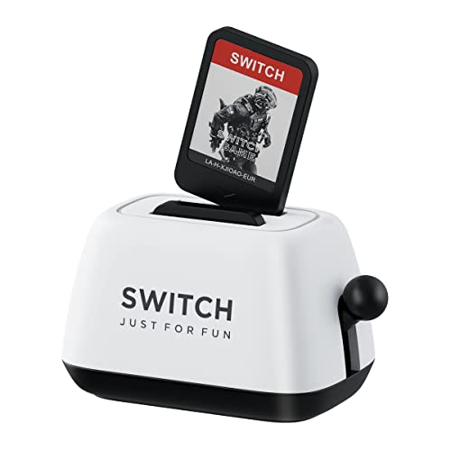 Soporte para funda de juego Switch compatible con juegos Nintendo Switch o juegos PS Vita o tarjetas SD, bonito soporte de tostadora portátil para almacenamiento de 2 cartuchos de juego (negro blanco)