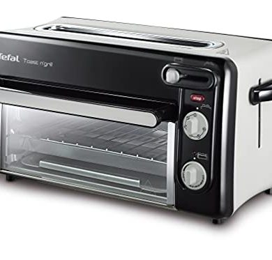 Tefal Toast & Grill TL6008 - Tostador y horno, 2 en 1, potencia 1300 W, 1 ranura larga, temporizador 10 min, termostato regulable hasta 220 C, Incluye libro de recetas, bandeja recogemigas