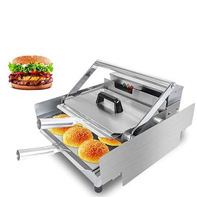 Tostadora eléctrica Pan de hamburguesa Parrilla Eléctrica, Doble capa Máquina de calentamiento completamente automática Máquina de pan, Controlador de temperatura 50-300 ℃